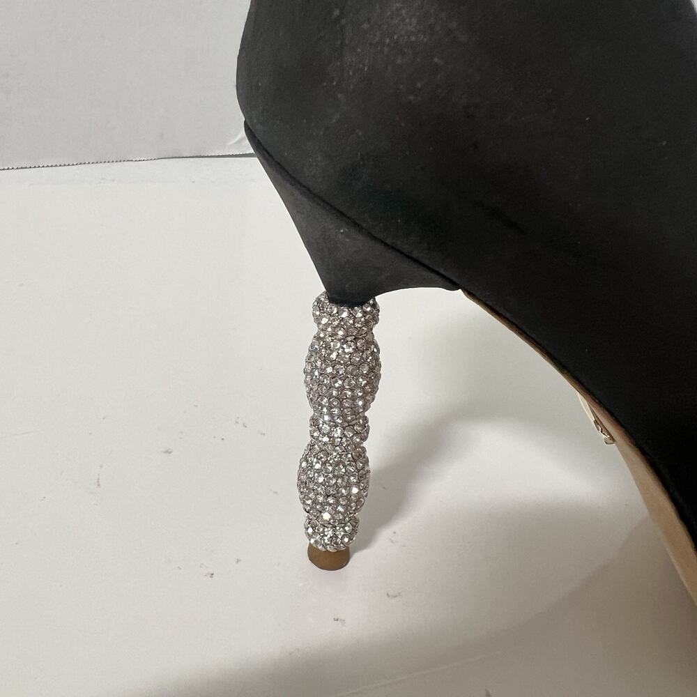 Badgley Mischka Emily Satin d'Orsay Pumps Size 6 Crystal Studded Stilettos - Picture 3 of 12